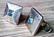 Серебрянные запонки с драг комнями (Шпинель,  топаз,  бриллиант)